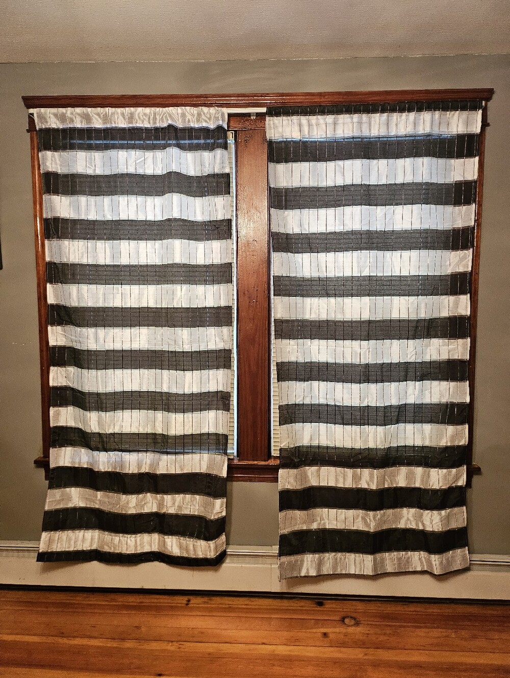 Striped Black and White Window Curtains - Home Accents